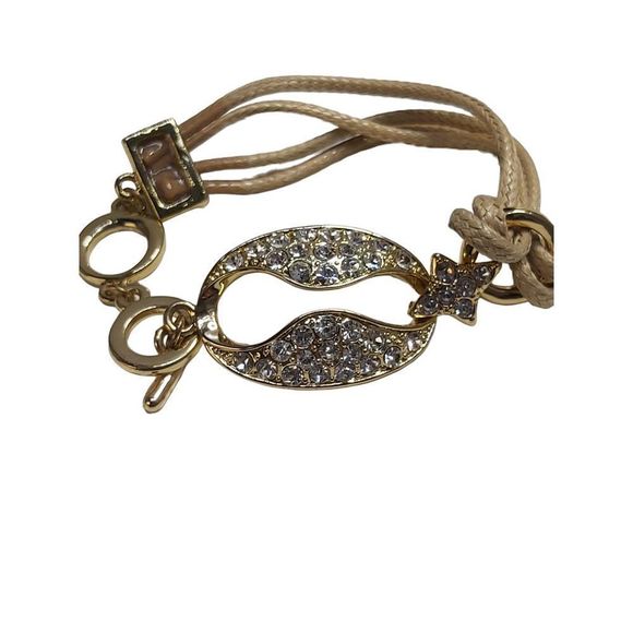 Golden & Bling & Cream Corded Bracelet - Picture 1 of 4